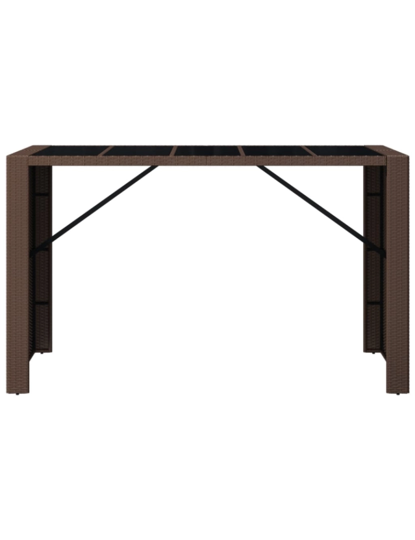 imagem de vidaXL Mesa de bar com tampo de vidro 185x80x110 cm vime PE castanho4