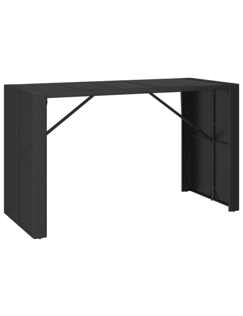 imagem de vidaXL Mesa de bar com tampo de vidro 185x80x110 cm vime PE preto1