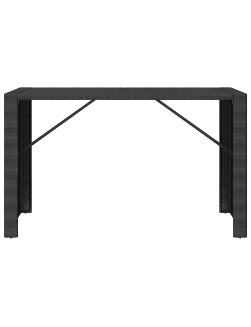 imagem de vidaXL Mesa de bar com tampo de vidro 185x80x110 cm vime PE preto4