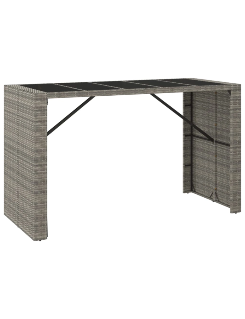 imagem de vidaXL Mesa de bar com tampo de vidro 185x80x110 cm vime PE cinzento1