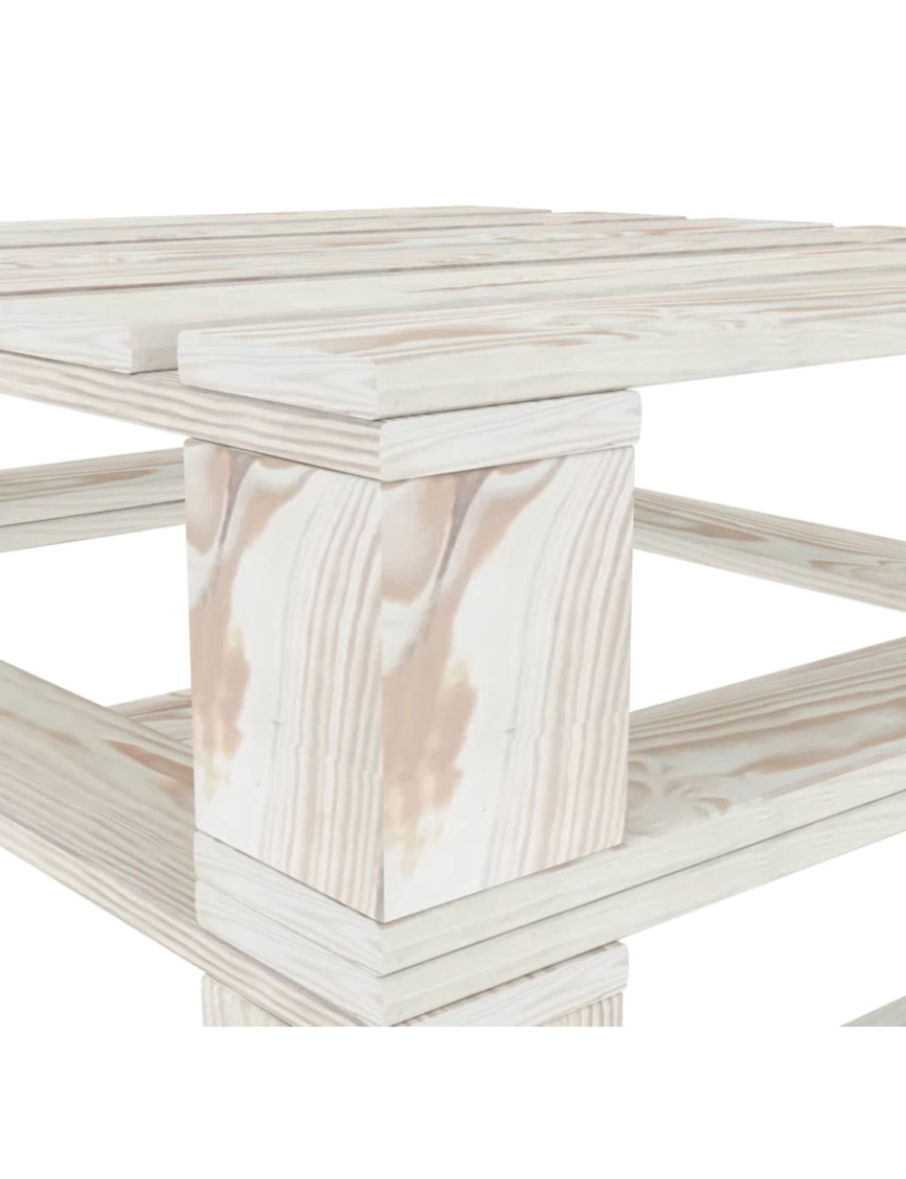 imagem de vidaXL Mesa de paletes para jardim madeira branco4