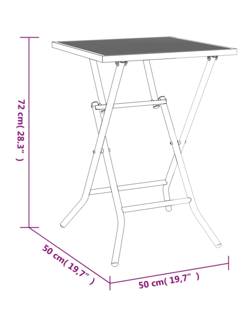 imagem de vidaXL Mesa de jardim dobrável 50x50x72 cm malha de aço antracite10