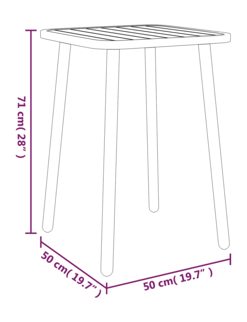 imagem de vidaXL Mesa de jardim 50x50x71 cm aço antracite7
