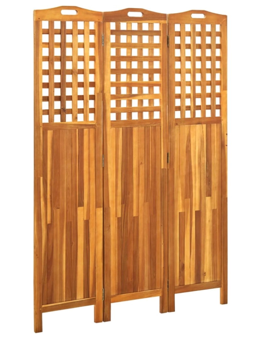 imagem de vidaXL Biombo com 3 painéis 121x2x170 cm madeira de acácia maciça1
