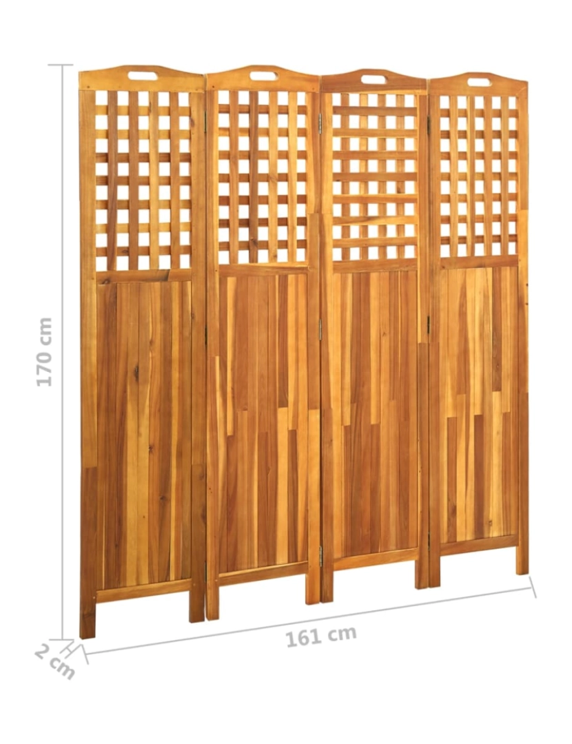 imagem de vidaXL Biombo com 4 painéis 161x2x170 cm madeira de acácia maciça8