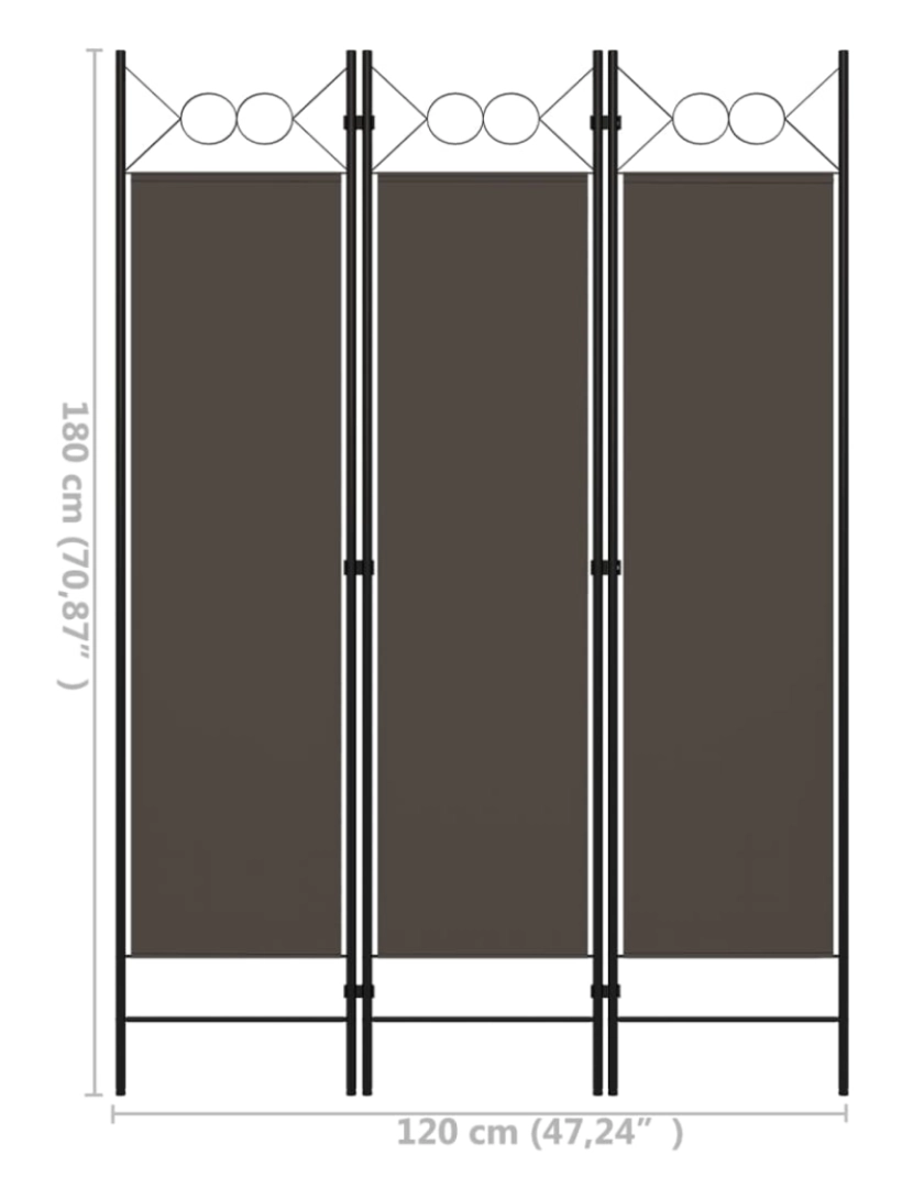 imagem de vidaXL Divisória de quarto com 3 painéis 120x180 cm antracite7