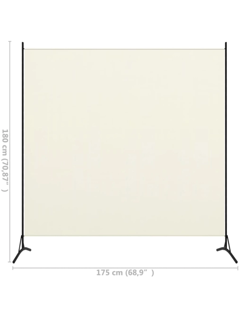 imagem de vidaXL Divisória de quarto com 1 painel 175x180 cm branco nata6