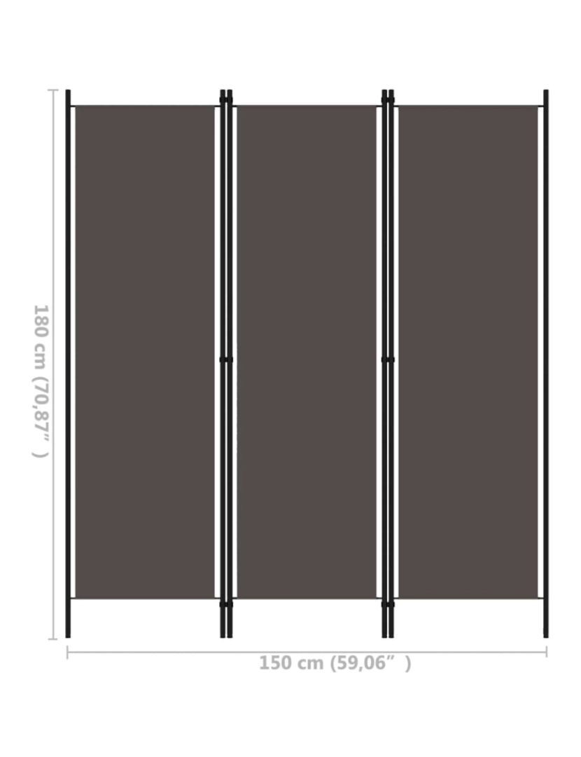 imagem de vidaXL Divisória de quarto com 3 painéis 150x180 cm antracite7