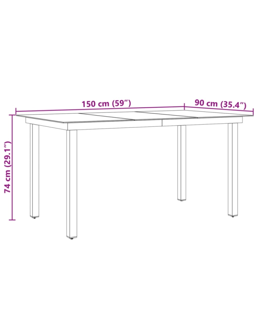 imagem de vidaXL Mesa de jardim em alumínio e vidro 150x90x74 cm preto10