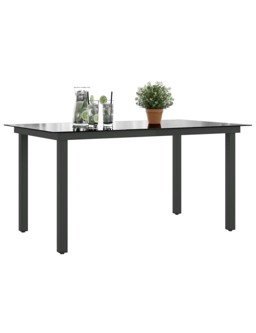 imagem de vidaXL Mesa de jardim em alumínio e vidro 150x90x74 cm preto5