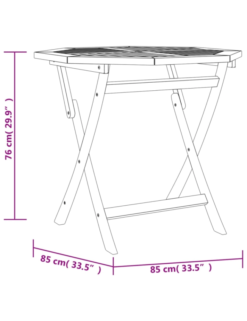 imagem de vidaXL Mesa de jardim dobrável 85x85x76 cm madeira teca maciça9