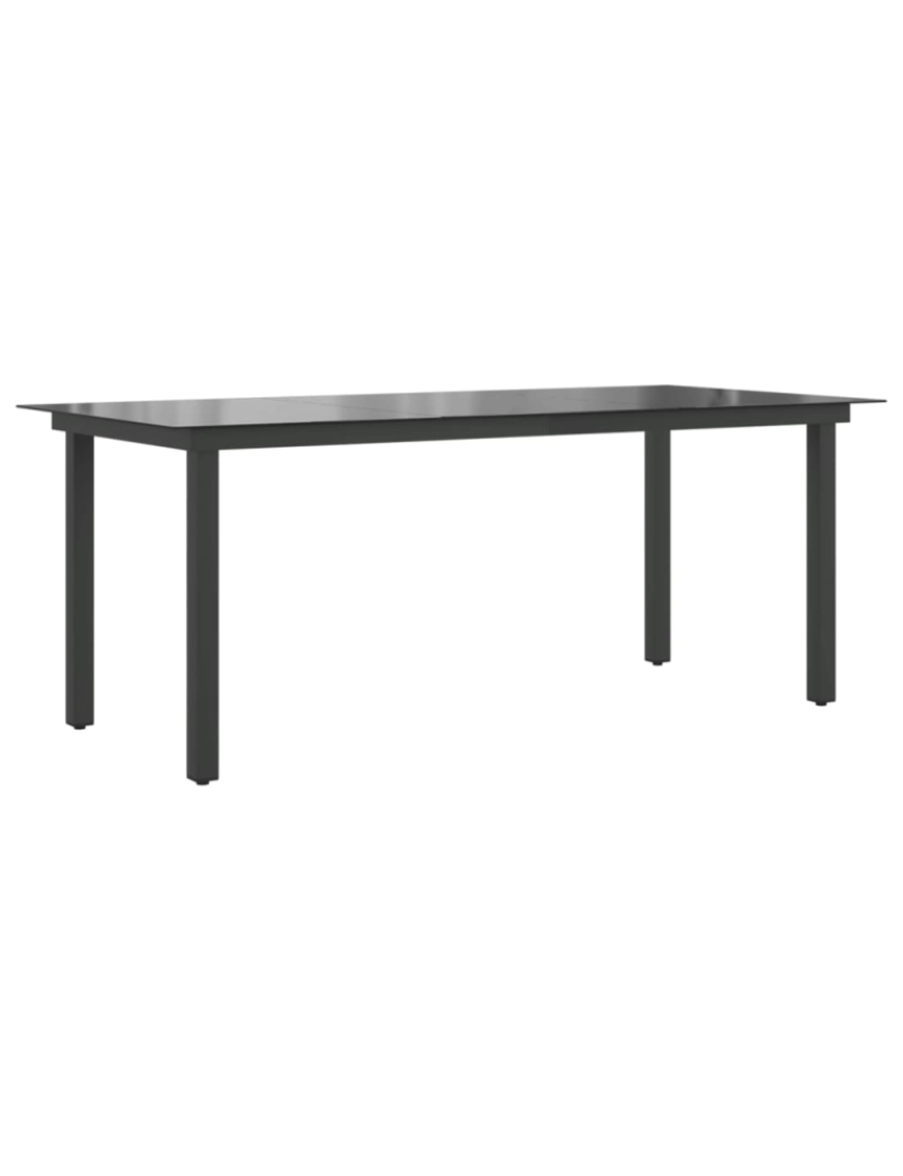 imagem de vidaXL Mesa de jardim em alumínio e vidro 190x90x74 cm preto1