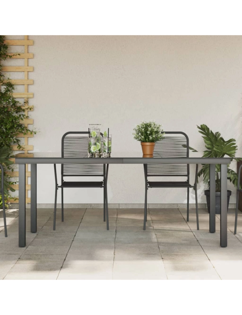 imagem de vidaXL Mesa de jardim em alumínio e vidro 190x90x74 cm preto2