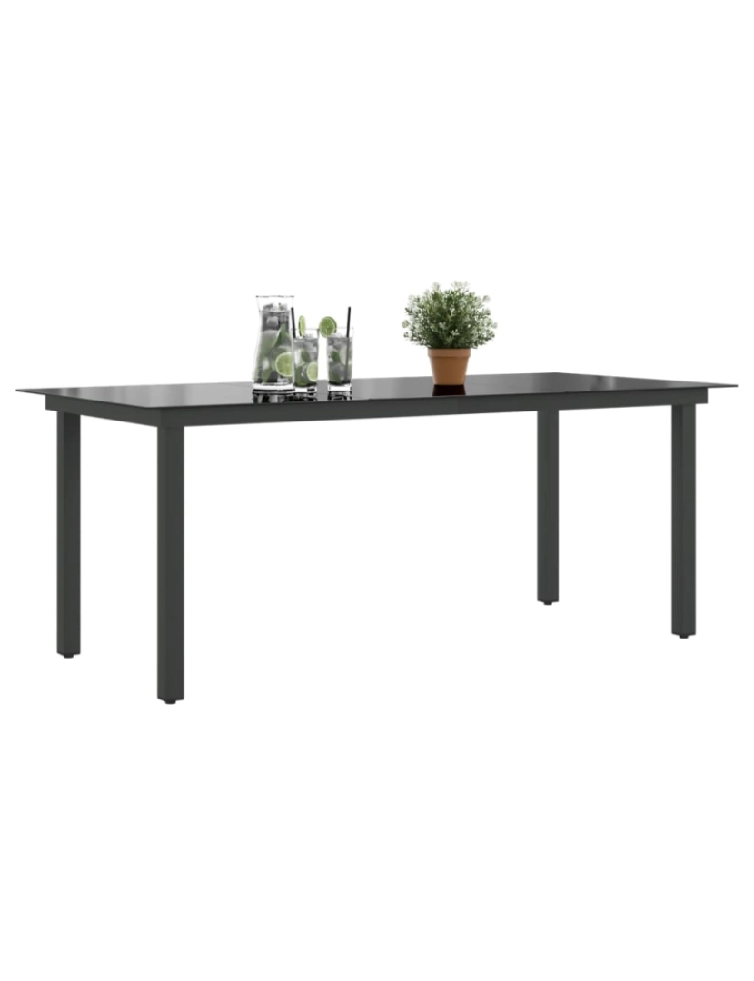 imagem de vidaXL Mesa de jardim em alumínio e vidro 190x90x74 cm preto5