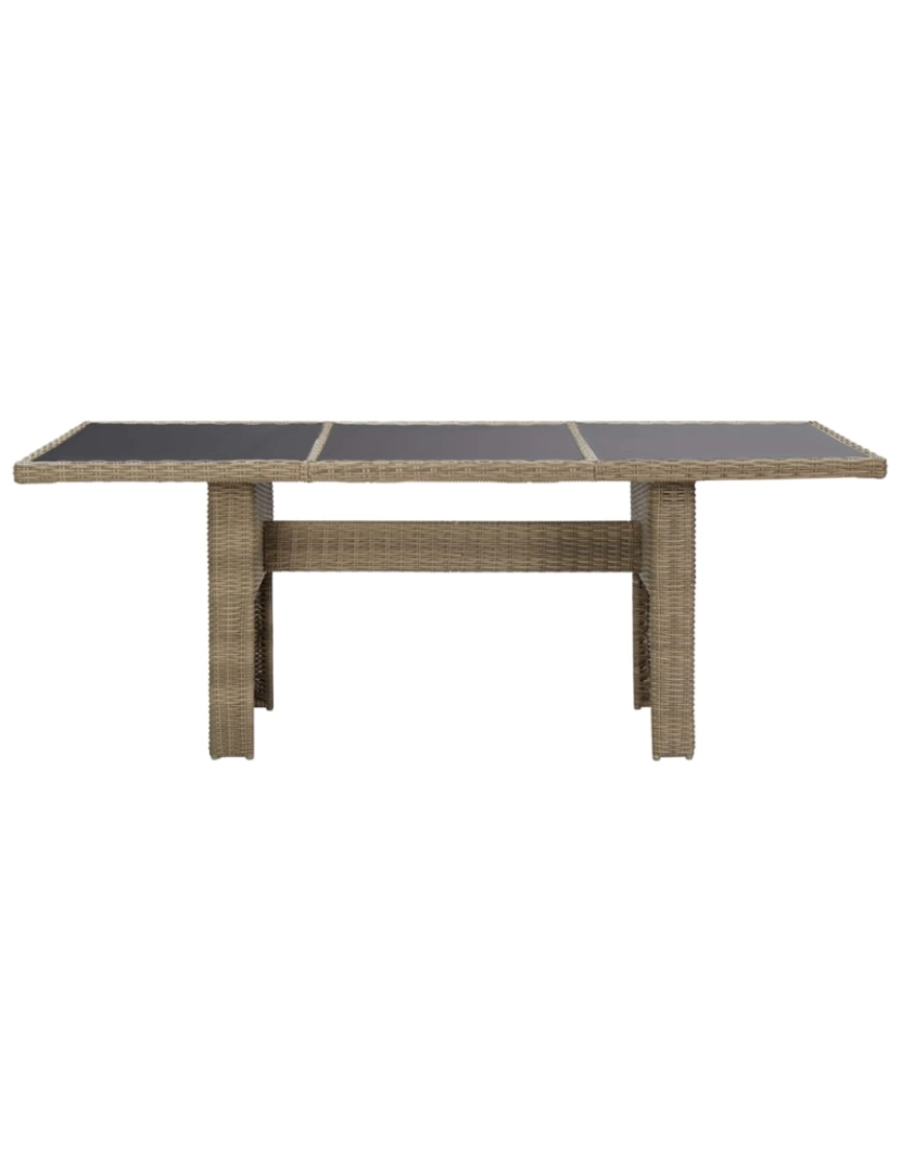 imagem de vidaXL Mesa de jantar jardim 200x100x74 cm vidro e vime PE castanho3