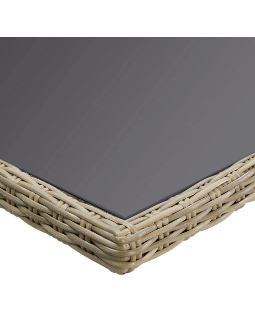 imagem de vidaXL Mesa de jantar jardim 200x100x74 cm vidro e vime PE castanho6