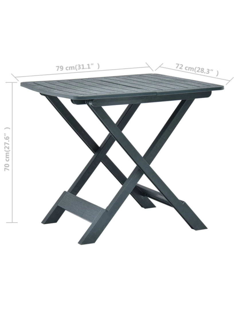 imagem de vidaXL Mesa de jardim dobrável 79x72x70 cm plástico verde8