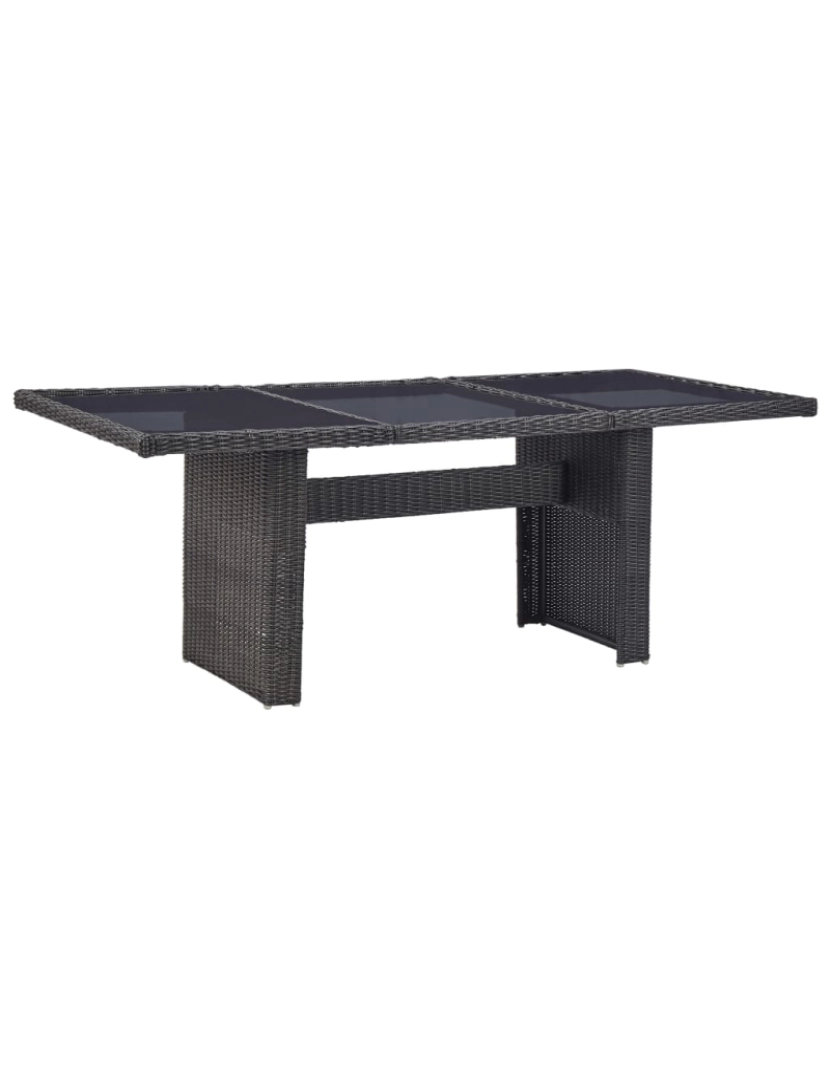 imagem de vidaXL Mesa de jantar jardim 200x100x74 cm vidro e vime PE preto1