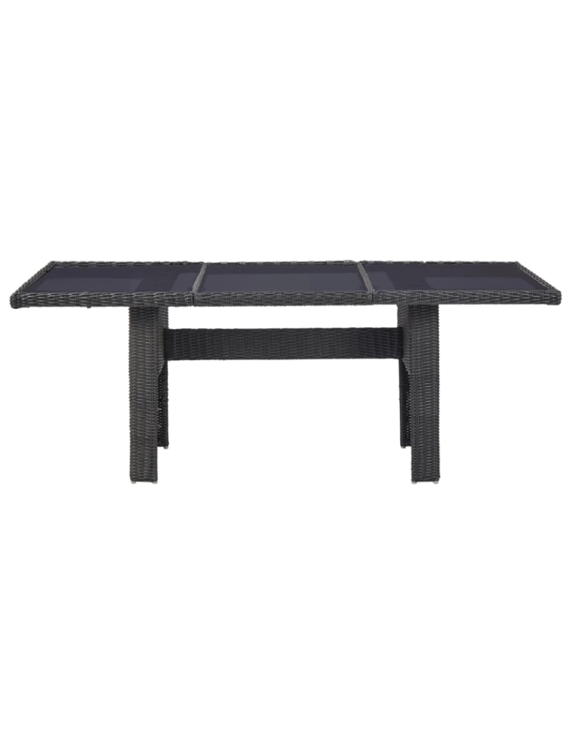 imagem de vidaXL Mesa de jantar jardim 200x100x74 cm vidro e vime PE preto3