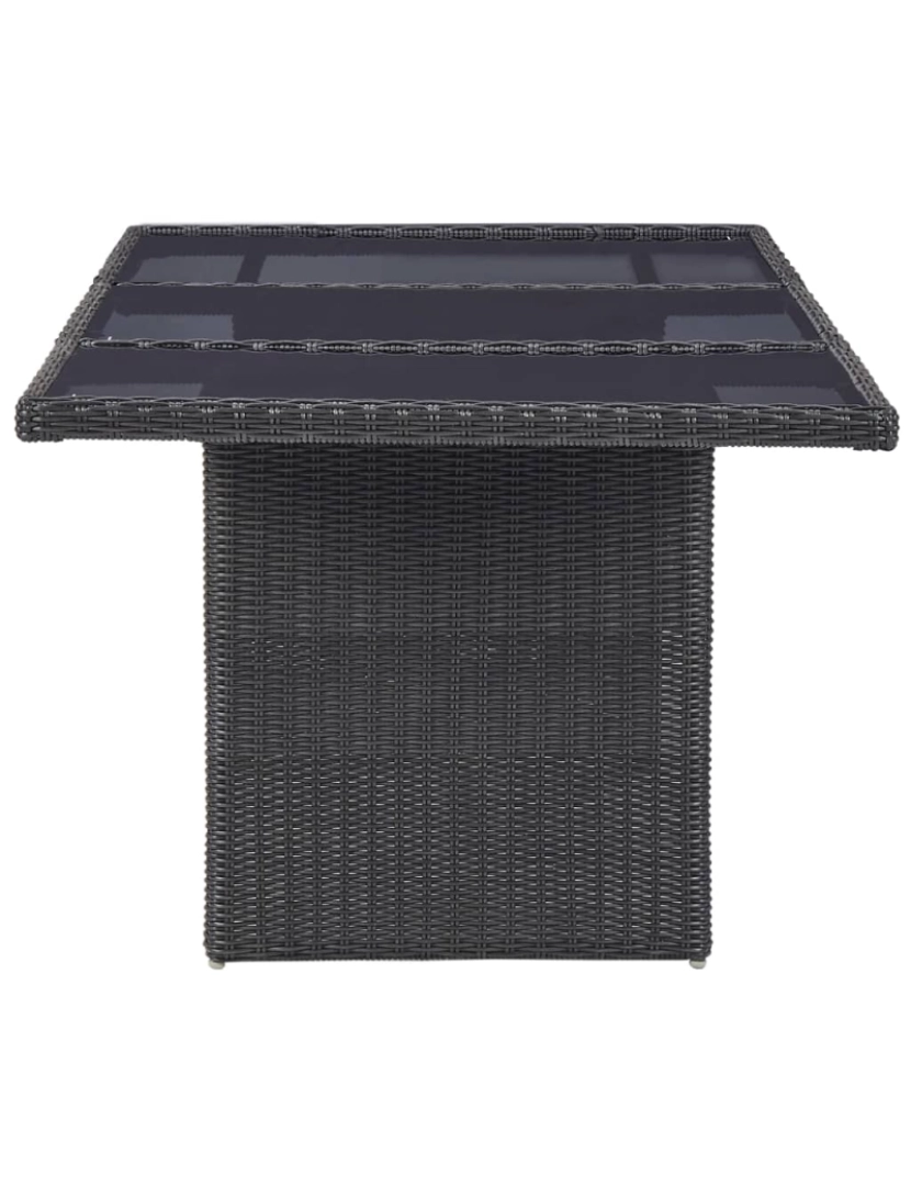 imagem de vidaXL Mesa de jantar jardim 200x100x74 cm vidro e vime PE preto4