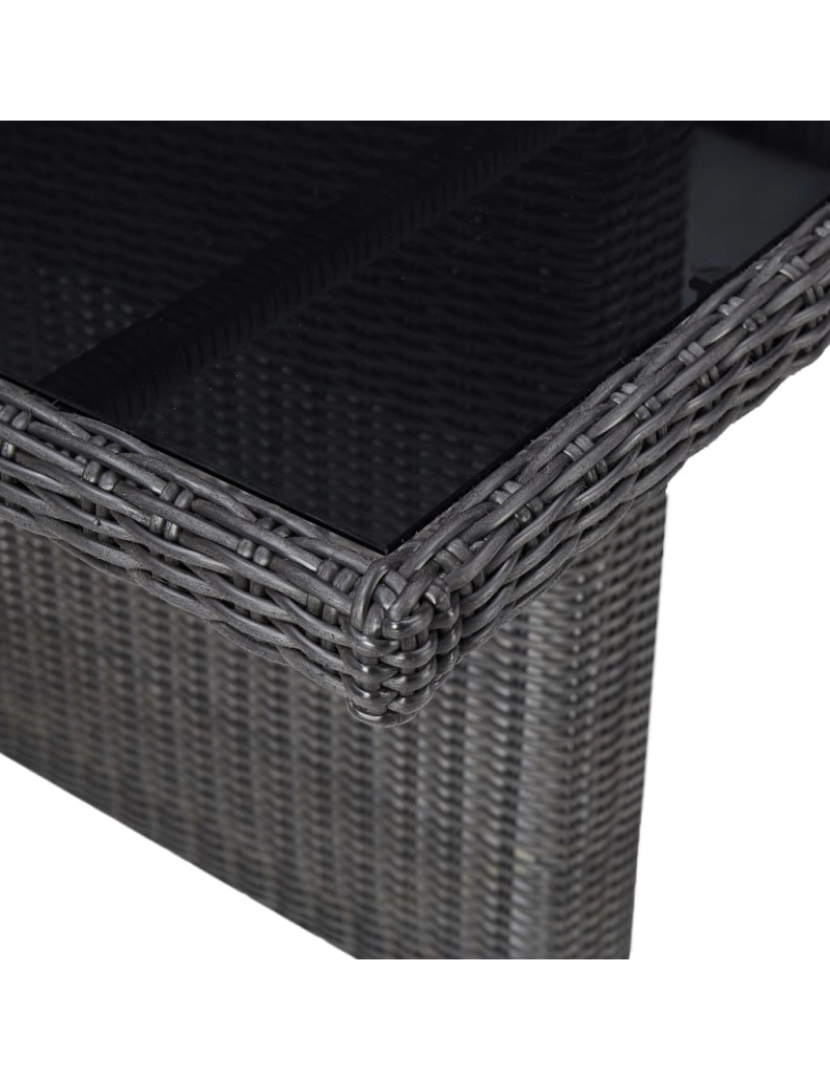 imagem de vidaXL Mesa de jantar jardim 200x100x74 cm vidro e vime PE preto5