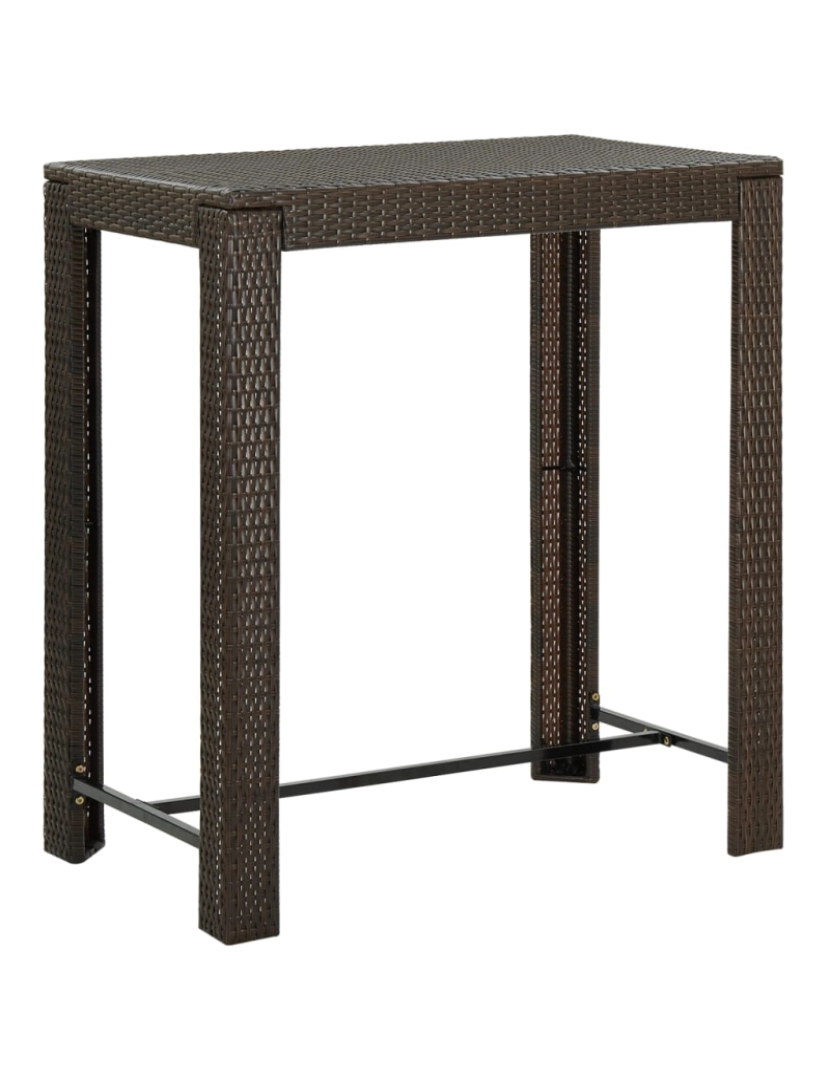 imagem de vidaXL Mesa de bar para jardim 100x60,5x110,5 cm vime PE castanho1