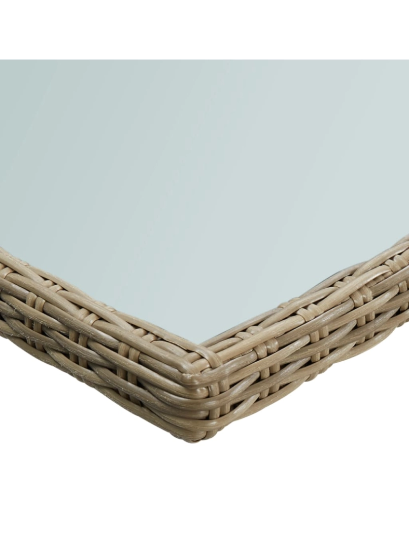 imagem de vidaXL Mesa de jantar jardim 200x100x74 cm vidro e vime PE castanho5