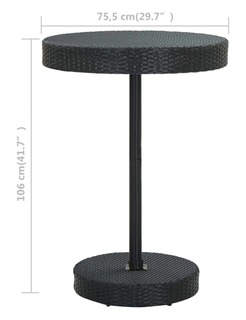 imagem de vidaXL Mesa de jardim 75,5x106 cm vime PE preto5