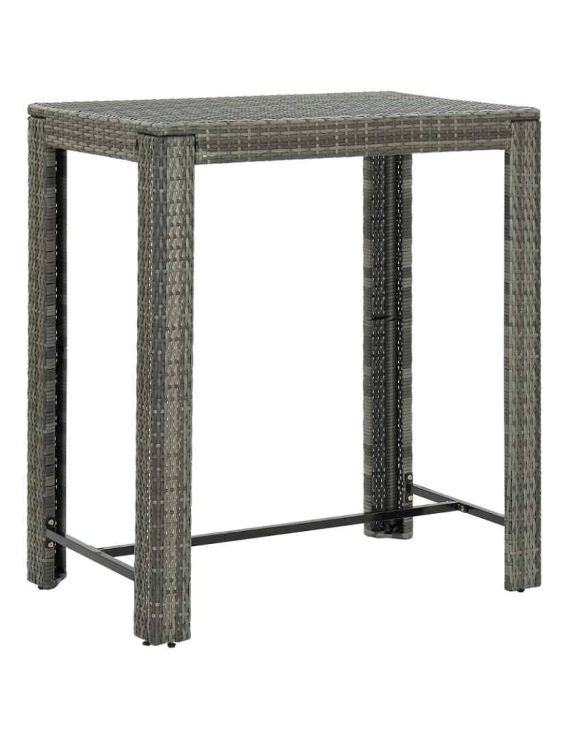 imagem de vidaXL Mesa de bar para jardim 100x60,5x110,5 cm vime PE cinzento2