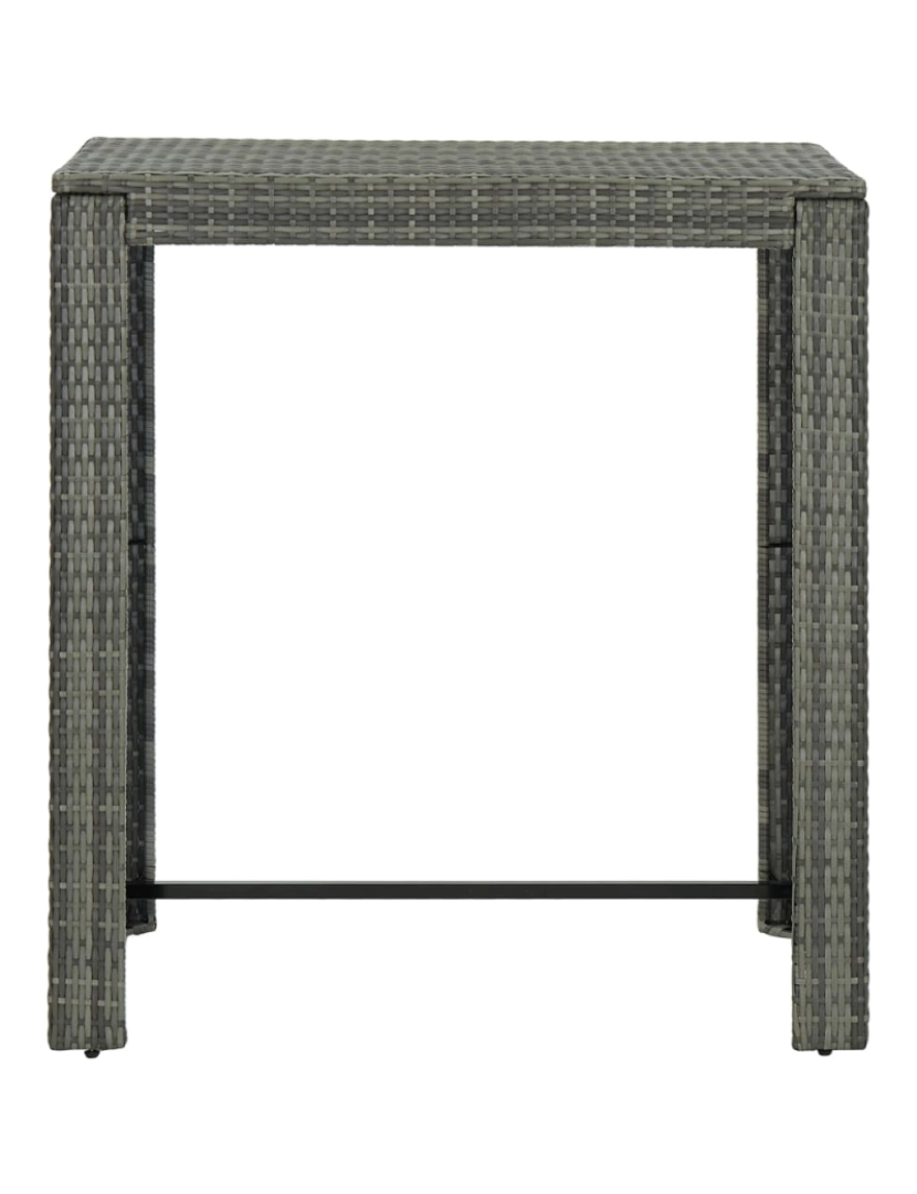 imagem de vidaXL Mesa de bar para jardim 100x60,5x110,5 cm vime PE cinzento3