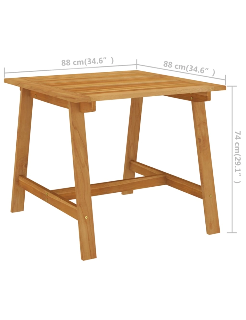 imagem de vidaXL Mesa de jantar para jardim 88x88x74 cm madeira de acácia maciça7