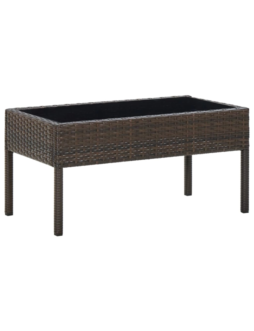 imagem de vidaXL Mesa de jardim 75x40x37 vime PE castanho1