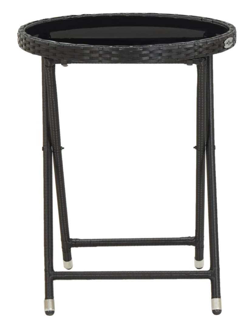 imagem de vidaXL Mesa de chá 60 cm vime PE e vidro temperado preto3