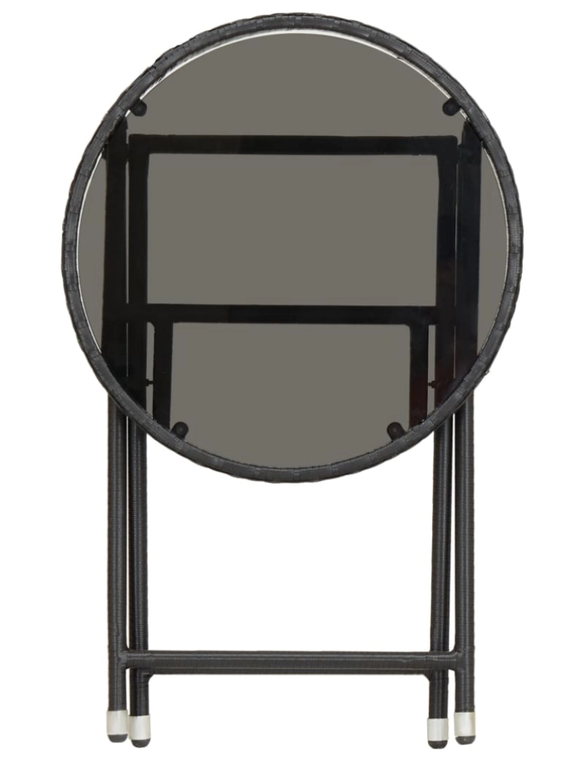 imagem de vidaXL Mesa de chá 60 cm vime PE e vidro temperado preto5