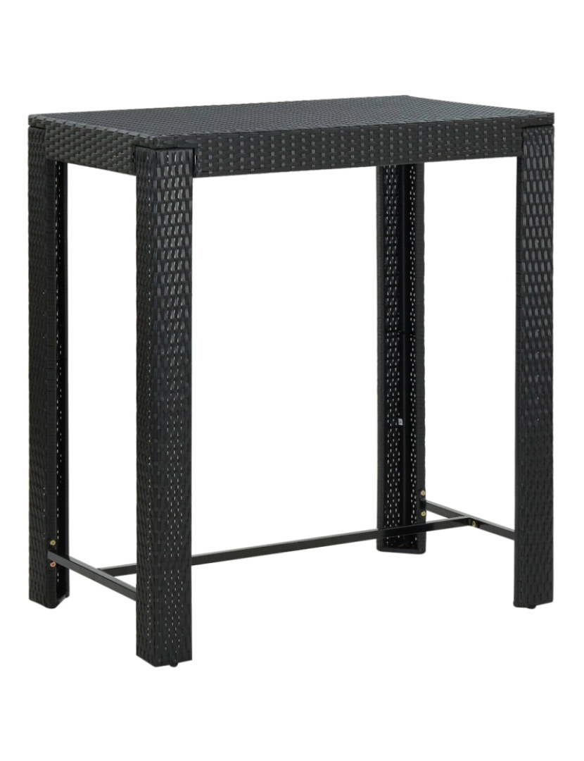 imagem de vidaXL Mesa de bar para jardim 100x60,5x110,5 cm vime PE preto2