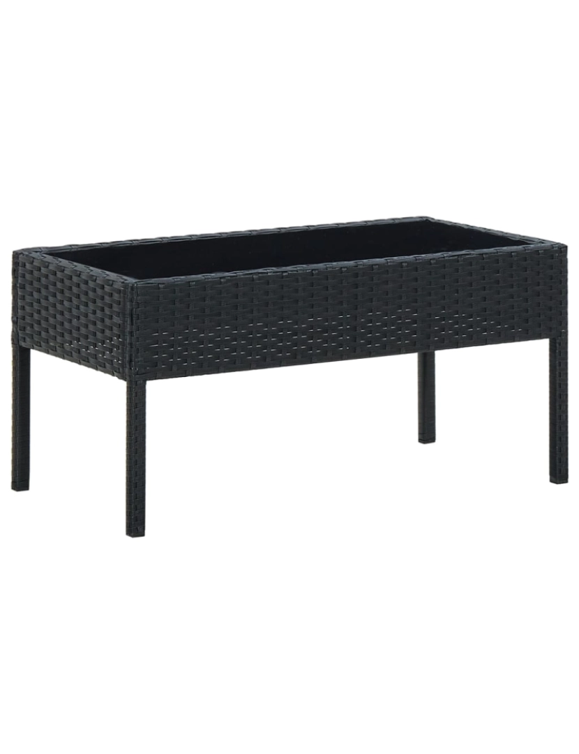 imagem de vidaXL Mesa de jardim 75x40x37 vime PE preto1