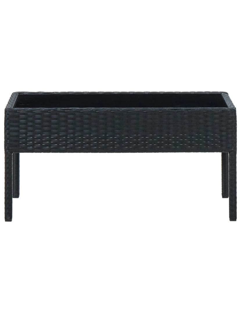 imagem de vidaXL Mesa de jardim 75x40x37 vime PE preto3