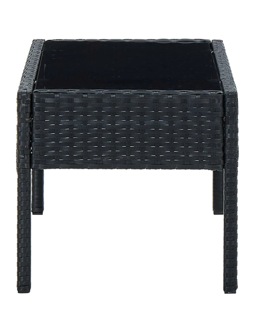 imagem de vidaXL Mesa de jardim 75x40x37 vime PE preto4