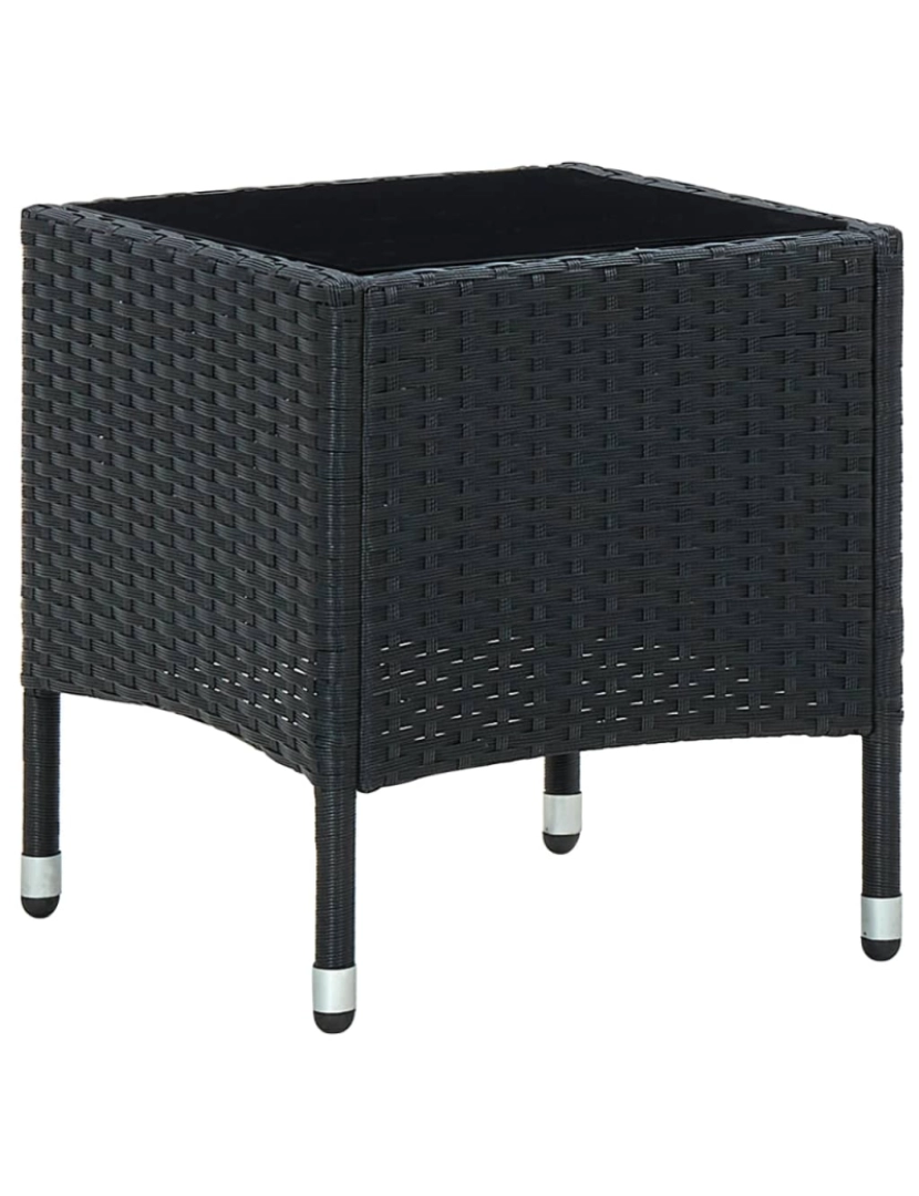 imagem de vidaXL Mesa de jardim 40x40x45 vime PE preto1