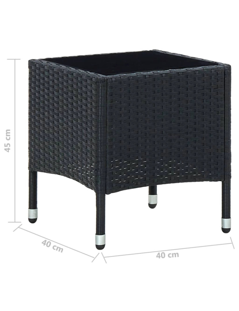 imagem de vidaXL Mesa de jardim 40x40x45 vime PE preto6