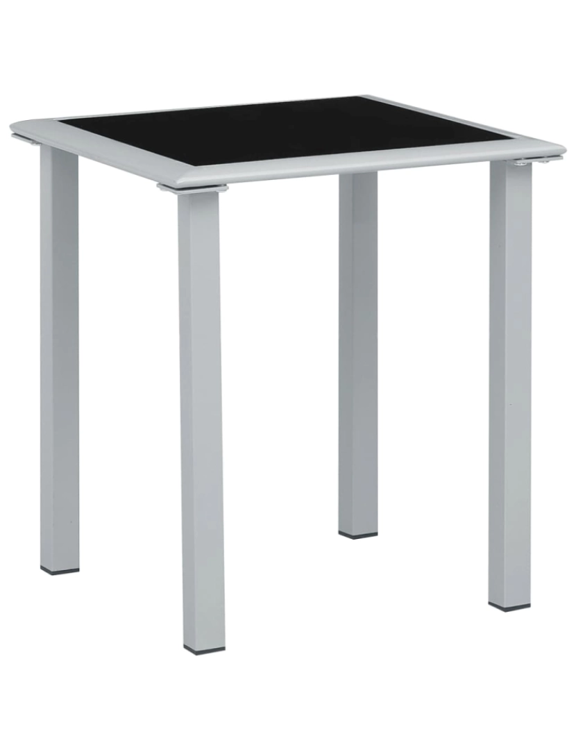 imagem de vidaXL Mesa de jardim 41x41x45 cm aço prateado e vidro preto2