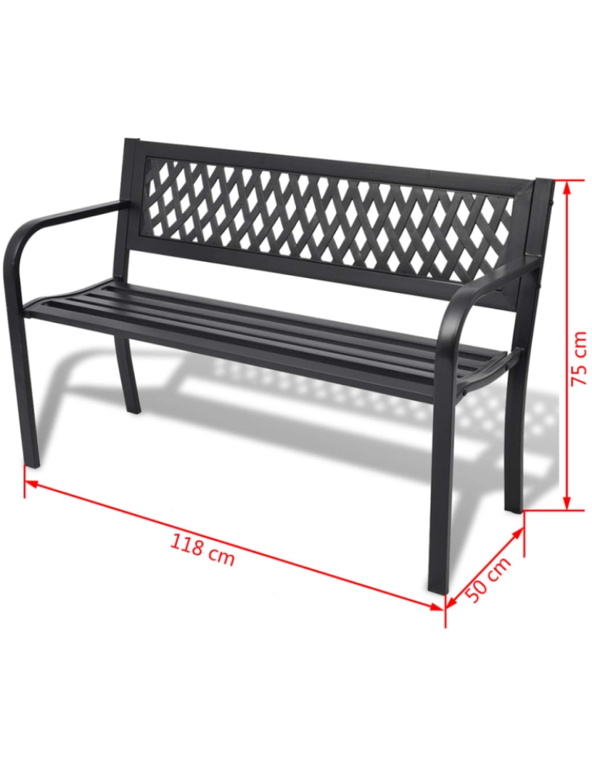 imagem de vidaXL Banco de jardim 118 cm aço preto5