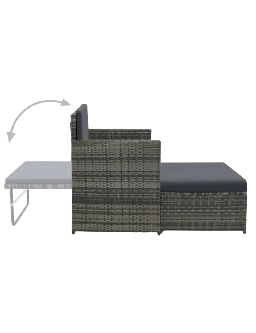 imagem de vidaXL 2 pcs conjunto lounge de jardim c/ almofadões vime PE cinzento4