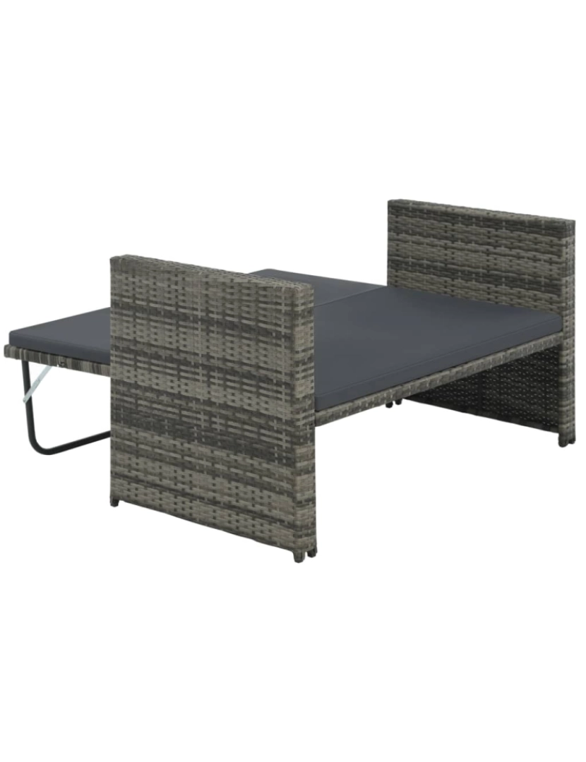 imagem de vidaXL 2 pcs conjunto lounge de jardim c/ almofadões vime PE cinzento6