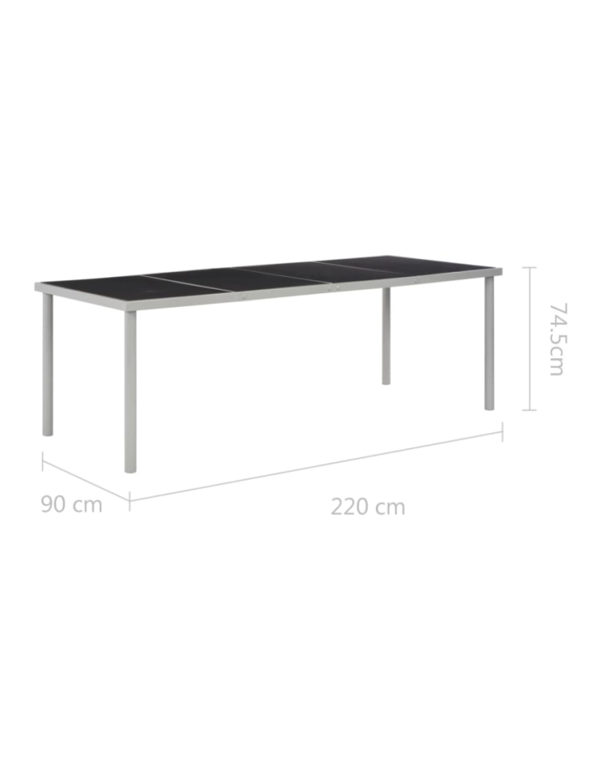 imagem de vidaXL Mesa de jardim 220x90x74,5 cm preto6