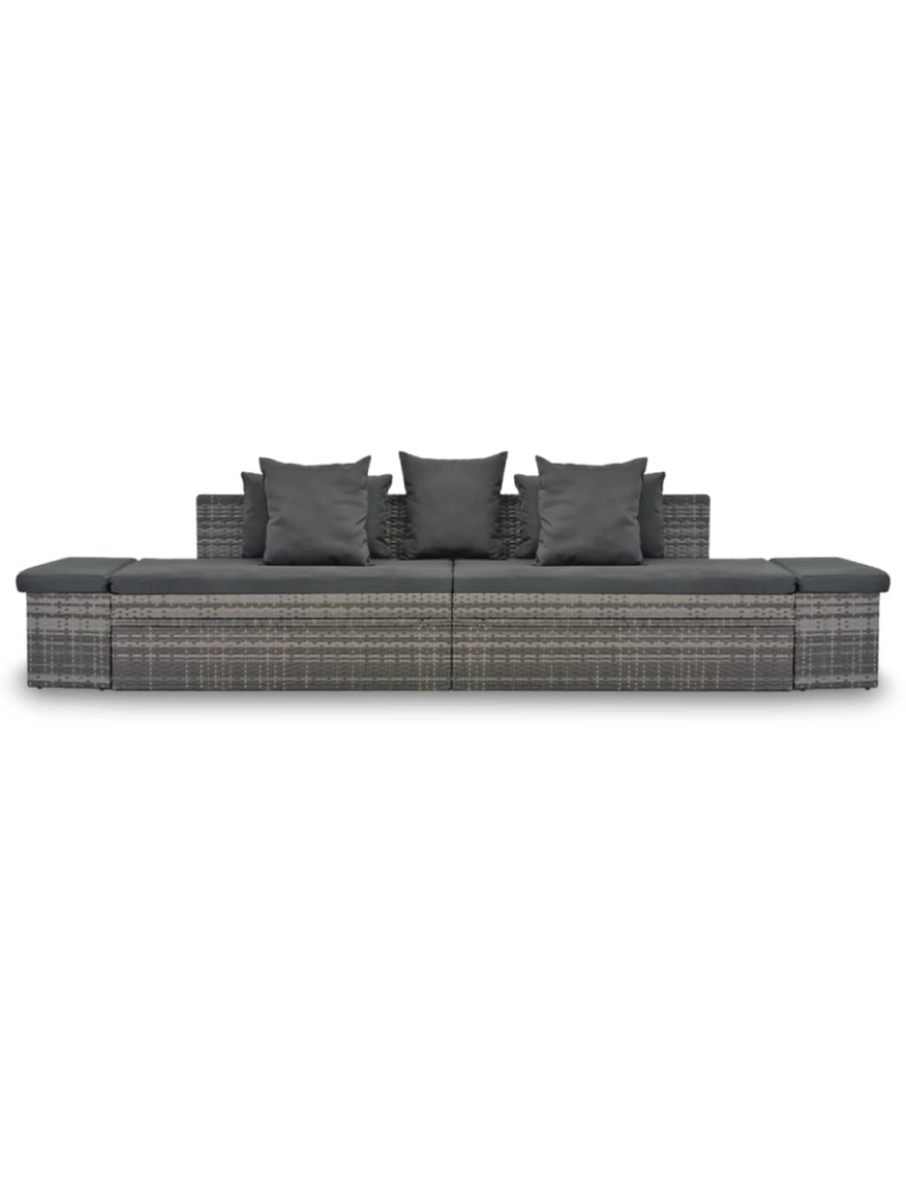 imagem de vidaXL Conjunto lounge de jardim c/ almofadões 4 pcs vime PE cinzento3