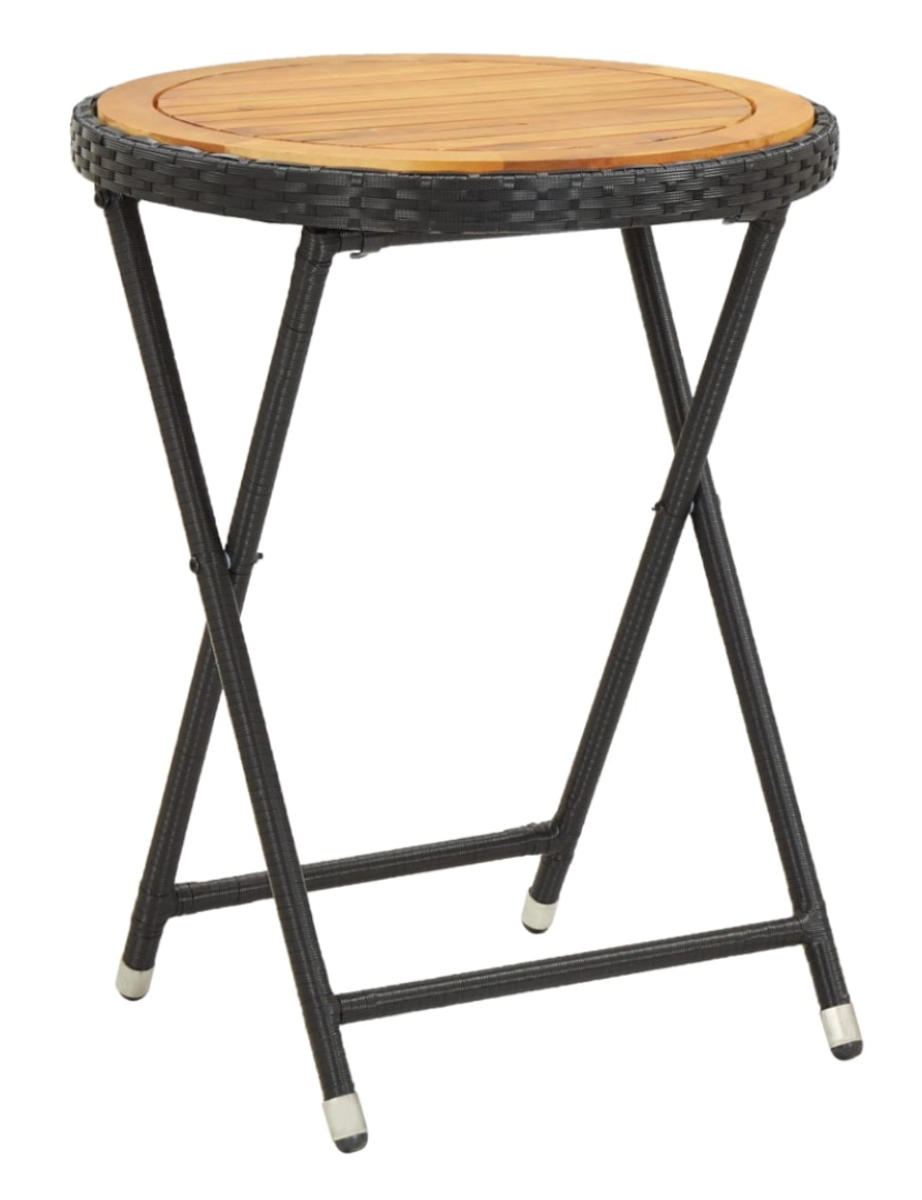 Vidaxl - vidaXL Mesa de chá 60 cm vime PE e madeira de acácia maciça preto