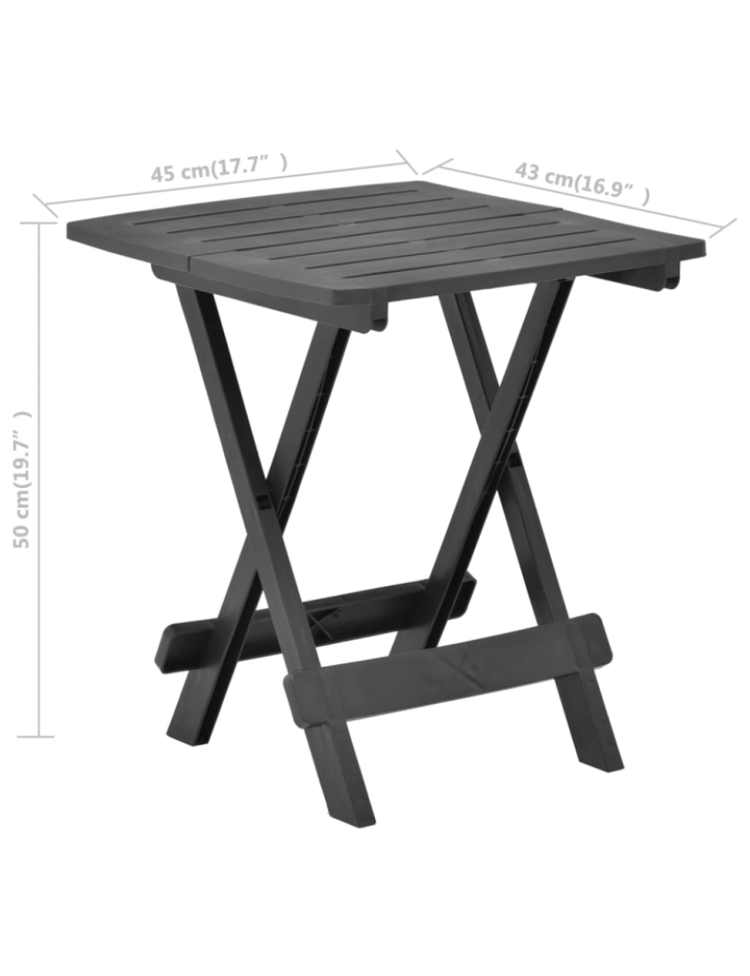 imagem de vidaXL Mesa de jardim dobrável 45x43x50 cm plástico antracite8