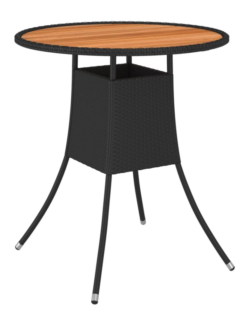 imagem de vidaXL Mesa de jantar p/ jardim Ø 70 cm vime PE e acácia maciça preto2