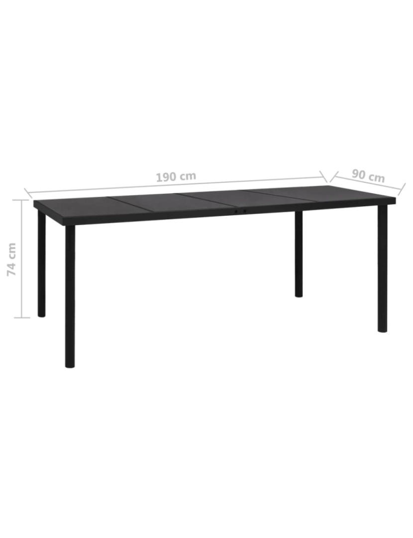 imagem de vidaXL Mesa de jardim 190x90x74 cm aço preto7